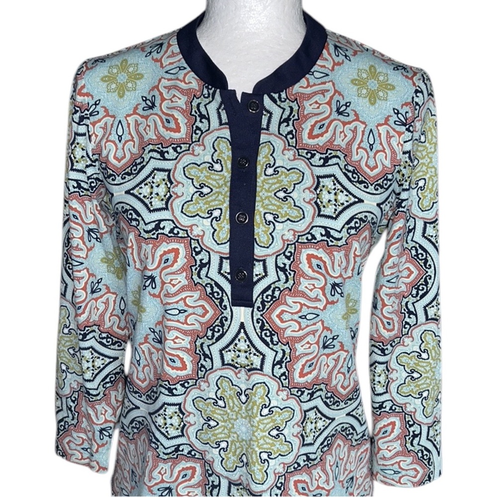 J. McLaughlin Biscayne Medallion Paisley Print Henley Tunic Top - XS - Picture 2 of 12